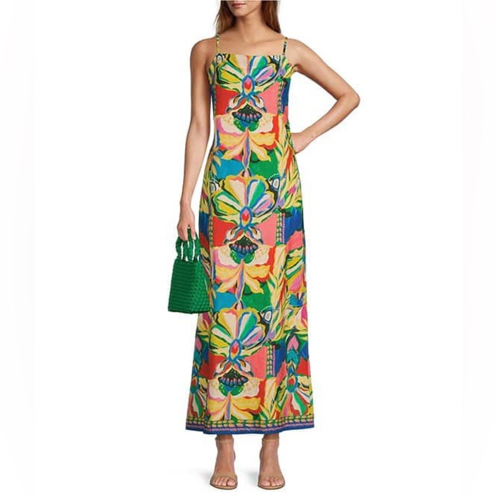 NWTAntonio Melani
Giulia Printed Linen Blend Straight Neck Sleeveless Maxi Dress